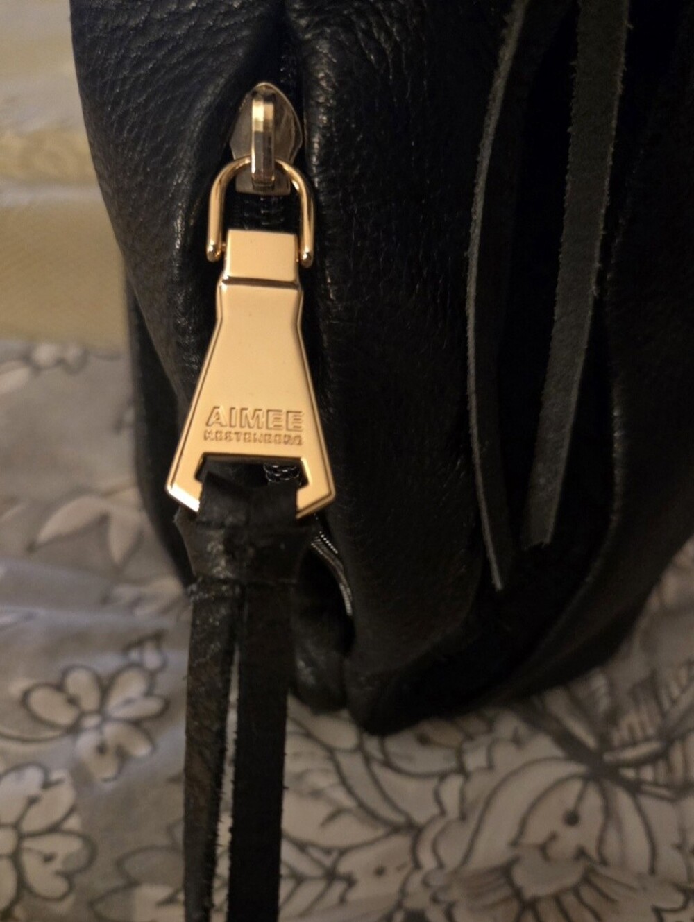 Aimee Kestenberg  Black Leather And Suede Tuscany Hobo Shoulder Bag with Tassels - Picture 4 of 13
